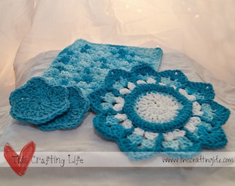 Blue Bathroom Gift Set Crochet Pattern