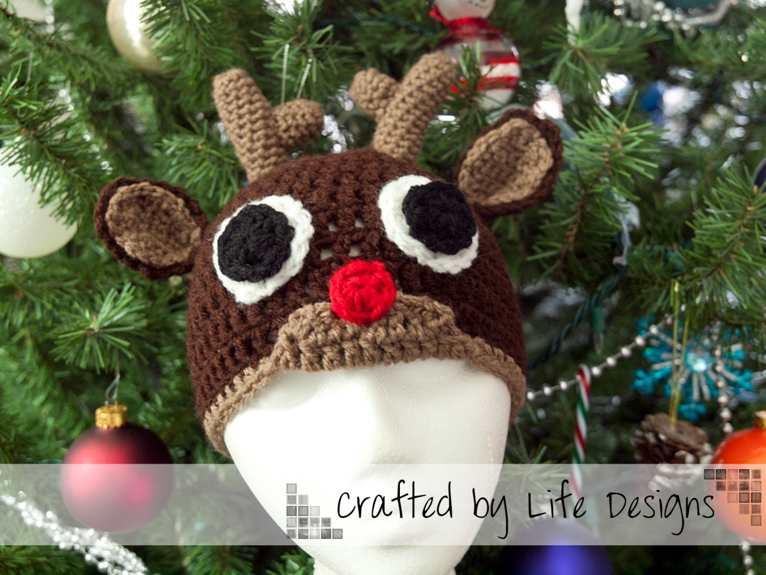 Reindeer Hat Crochet Pattern Christmas Hat Pattern Crochet Etsy