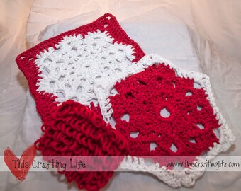 Christmassy Gift Set, Washcloth and scrubby crochet pattern