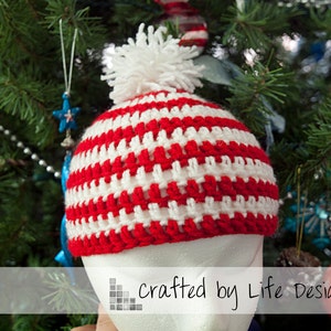 Peppermint Swirl AND Santa Pom Crochet Hat Pattern, Christmas crochet hat pattern, xmas hat pattern, TWO PACK