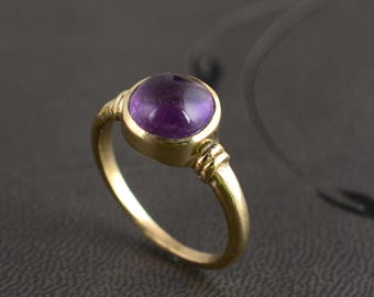 Handmade Gold Amethyst Ring | February Birthstone, Minimalist Jewelry