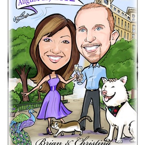 Fun caricature save the dates express your unique personalities Send in your photos and ideas to illustrate the date image 1