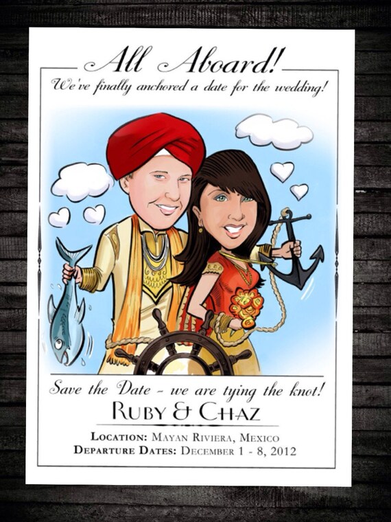Indian Wedding Cute Caricature Save The Date Cards And Etsy