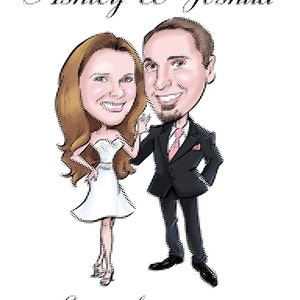 Custom Caricature Portrait for Display and Signing at Reception, Guest Book Poster, Sign In Board image 2