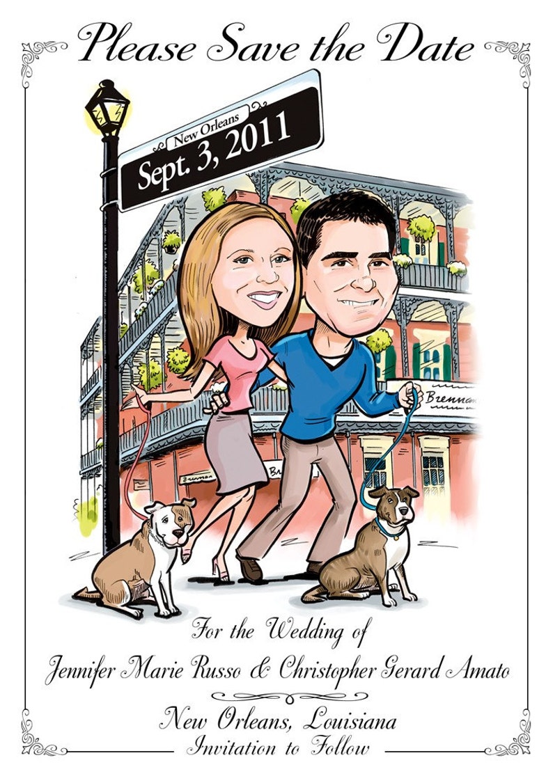 Fun caricature save the dates express your unique personalities Send in your photos and ideas to illustrate the date image 2