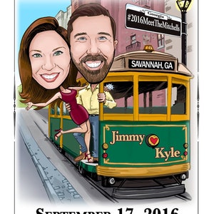 Las Vegas wedding save the date cards destination wedding save the date magnets custom caricature sign in board image 8