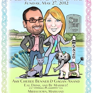 Indian Wedding Cute Caricature Save the Date Cards and Magnets, Wedding Invitations image 3