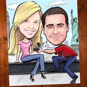 Will you marry me? - caricature for your romantic marriage proposal!