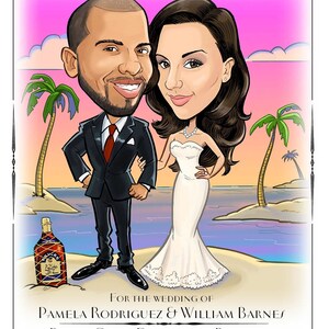 Las Vegas wedding save the date cards destination wedding save the date magnets custom caricature sign in board image 4