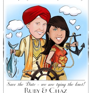 Indian Wedding Cute Caricature Save the Date Cards and Magnets, Wedding Invitations image 5