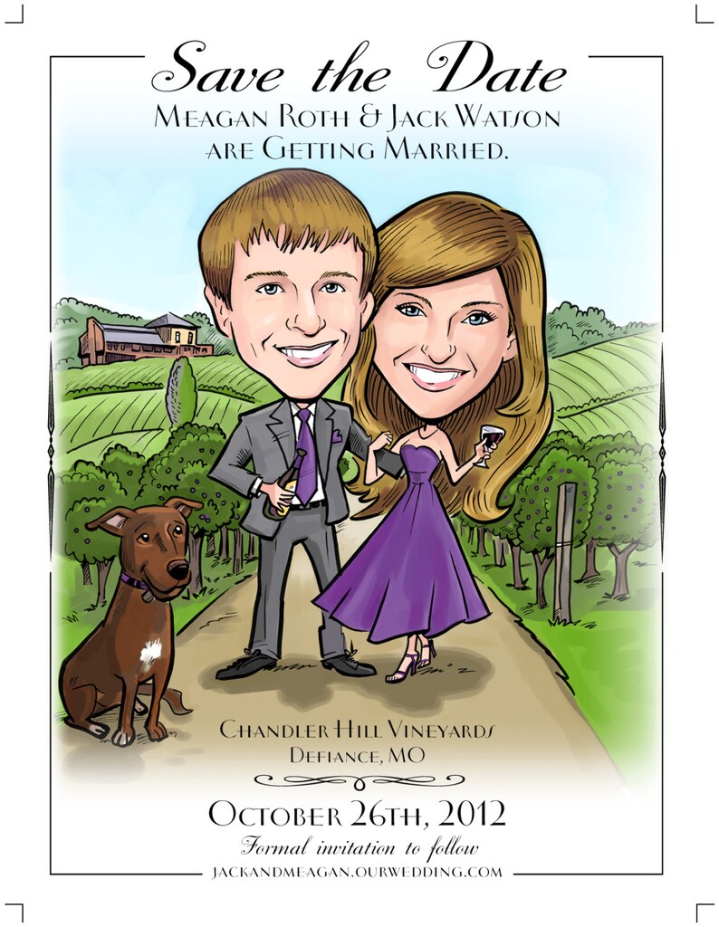 Fun caricature save the dates express your unique personalities Send in your photos and ideas to illustrate the date image 3