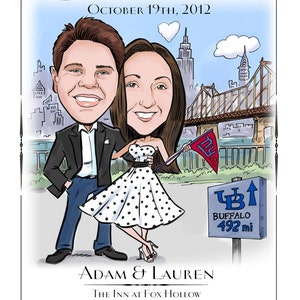 Portrait de caricature de dessin animé, réservez les dates et les invitations