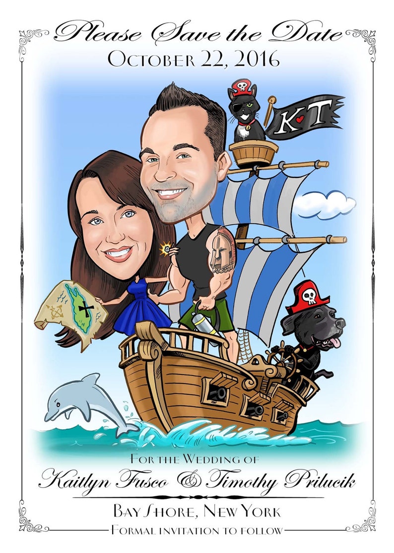 Custom Illustrated Cute and Funny Save the Date Etsy