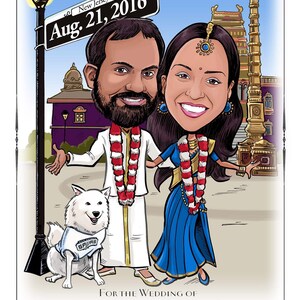 Las Vegas wedding save the date cards destination wedding save the date magnets custom caricature sign in board image 9