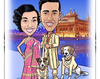 Indian Wedding Cute Caricature Save the Date Cards and Magnets, Wedding Invitations