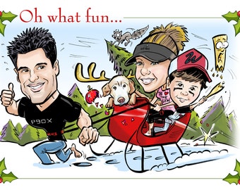 Custom Christmas, Holiday, Family Illustration Seasons Greetings Card