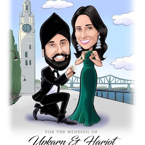 Indian Wedding Cute Caricature Save the Date Cards and Magnets, Wedding Invitations image 1