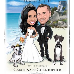 Las Vegas wedding save the date cards destination wedding save the date magnets custom caricature sign in board image 10