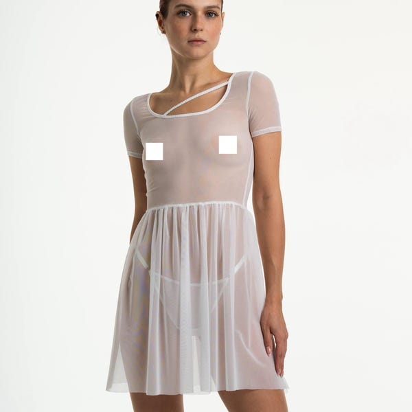 Sexy Pink Nighties - Ruffle Sheer Floral Transparent Babydoll main image 0