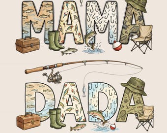 Mama & Dada von The Big One Fishing PNG, Ofishally One Geburtstagsshirt 1. Geburtstag Angeln, Angel-Familienparty PNG, O Fish Ally One Vintage