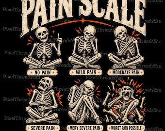 Scala del dolore Infermiera scheletro spettrale PNG, design umoristico infermieristico di Halloween, maglietta divertente infermiera scheletro, Halloween medico, infermiera scheletro