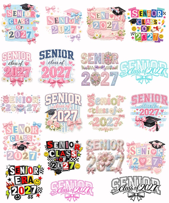 Senior Class of 2027 PNG Bundle, Graduation 2027 Designs, Senior Year Shirt Graphics, Class of 2027 Sublimation Pack, Senior 2027 png
