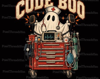 Codice Infermiere Halloween Boo PNG, design per maglietta da terapista respiratorio RT RN, divertente e spettrale sublimazione medica di Halloween, download digitale per infermieri