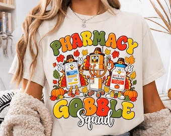 Pharmacy Tech Gobble Squad PNG, Thanksgiving Turkey Stethoscope Shirt Design, Funny Pharmacy Technician Sublimation,Medical Holiday Download
