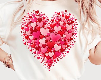 Valentine Heart Brush PNG, Love Hearts Shirt Design, Romantic Valentine Sublimation, Hand Painted Heart Digital Download