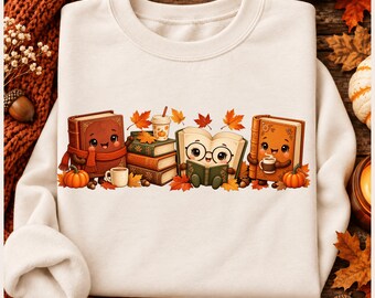 Fall Book Pumpkin PNG, Cozy Autumn Reading Shirt Design, Halloween Book Lover Sublimation, Thanksgiving Bookish Digital Download