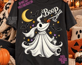 Zero Dog Boop PNG, Divertente design per maglietta di Halloween con scheletro e cane fantasma, Regalo spettrale per amanti dei cani senza boop, Download digitale di Halloween
