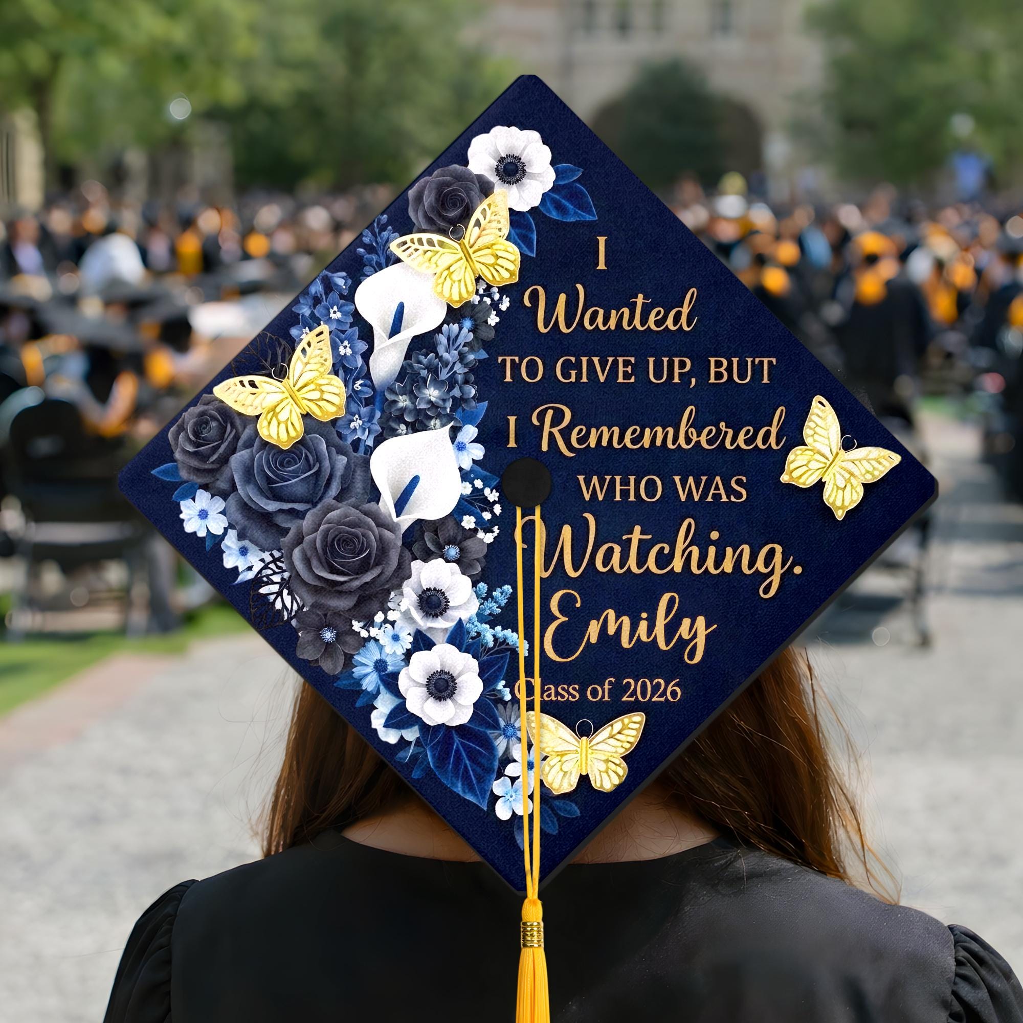Personalized Floral Graduation Cap Topper, Custom Grad Cap Decor, Class ...