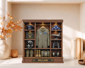 Personalized Air Force Wooden Block, Custom USAF Uniform Shelf Sitter, Veteran Retirement Gift, Military Pilot Service Decor, Veteran Gifts