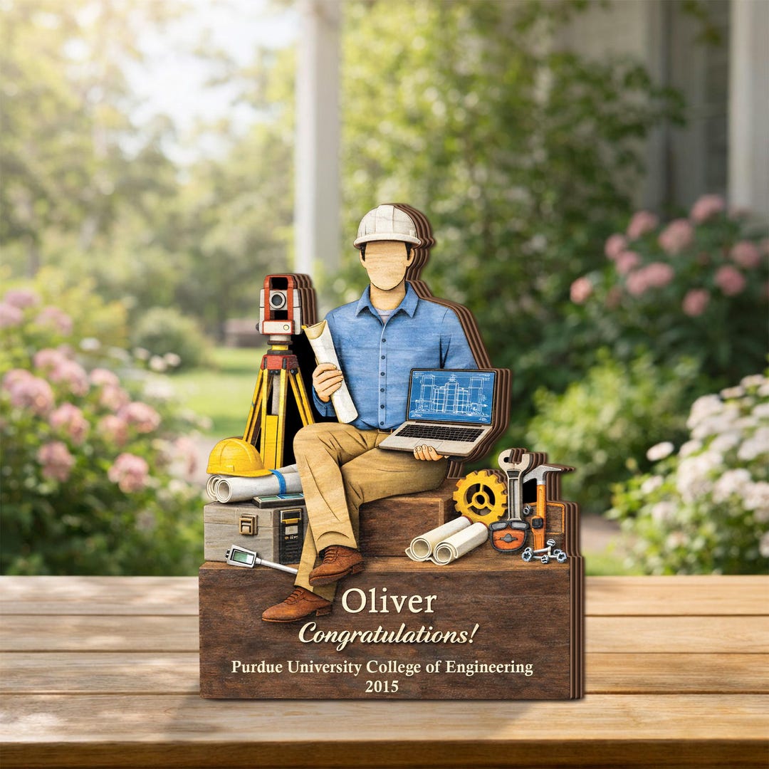 Personalized Engineering Graduation Wooden Block, Custom Engineer Gift ...