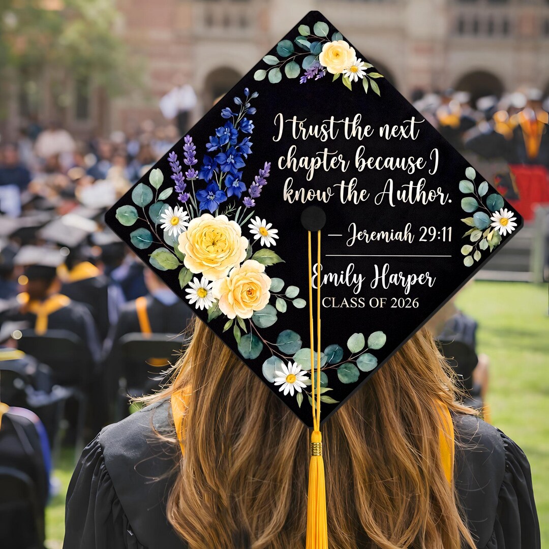 Personalized Christian Graduation Cap Topper, Bible Verse Grad Cap ...