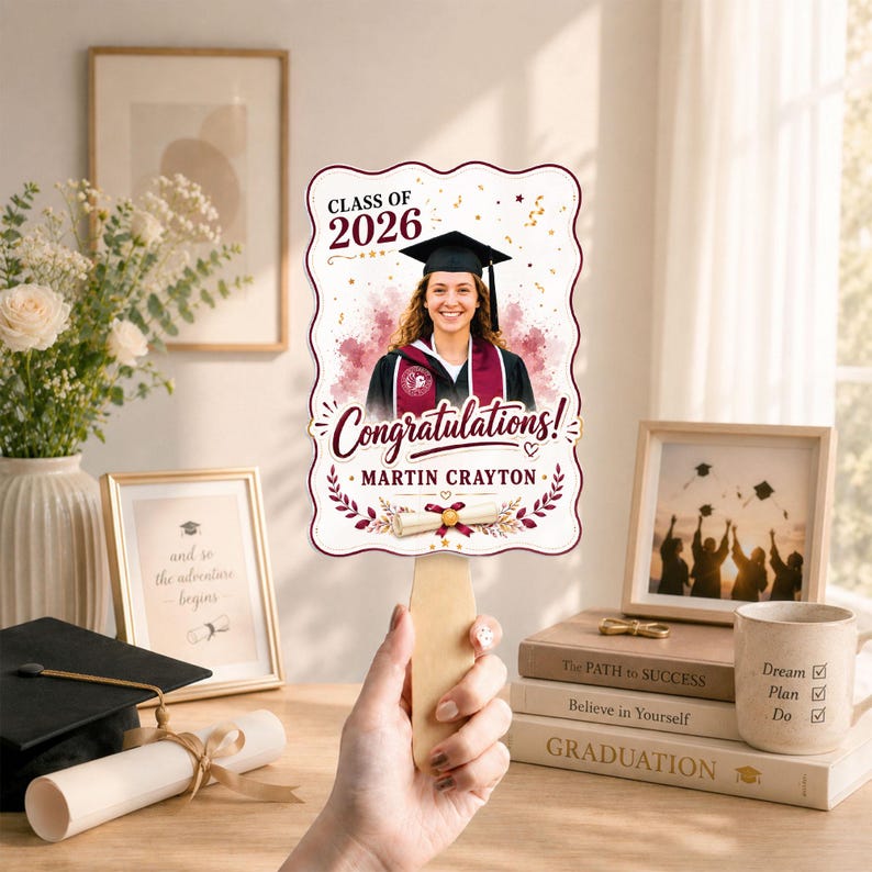 Personalized Graduation Hand Fan 2026, Custom Congrats Grad Fan, Class ...