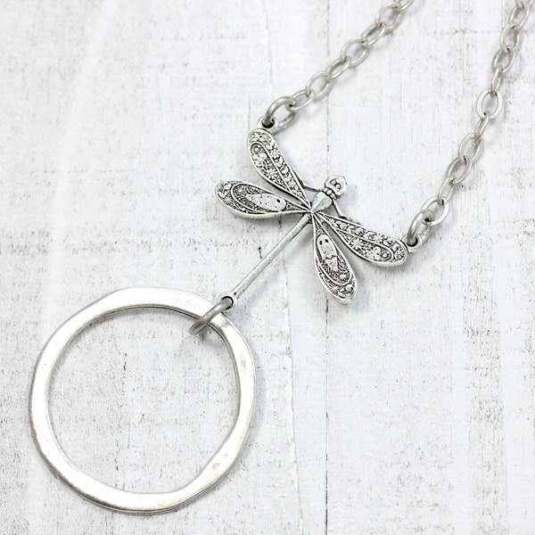 Silver Dragonfly Eyeglass Chain, Silver Eyeglass Loop Necklace, Reading glasses holder, Sunglasses Holder Chain, Nature Jewelry, maetri