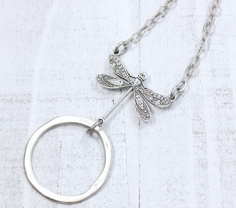 Silver Dragonfly Eyeglass Chain, Silver Eyeglass Loop Necklace, Reading glasses holder, Sunglasses Holder Chain, Nature Jewelry, maetri image 5