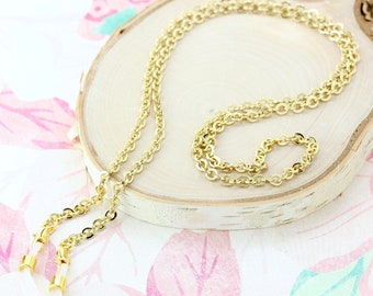Gold Plated Eyeglass Chain: Flat Cable Glasses Holder