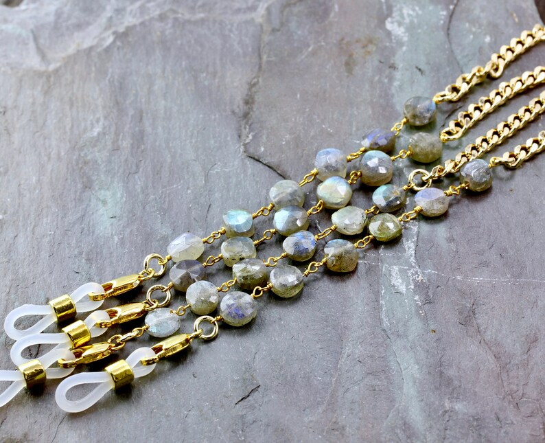 Luxury Gold Eyeglass Chain with Labradorite Gemstones Glasses | Etsy