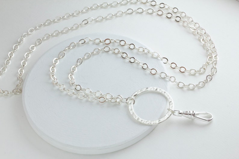 Hammered Silver ID Badge Lanyard Lanyards Lanyard Silver Etsy