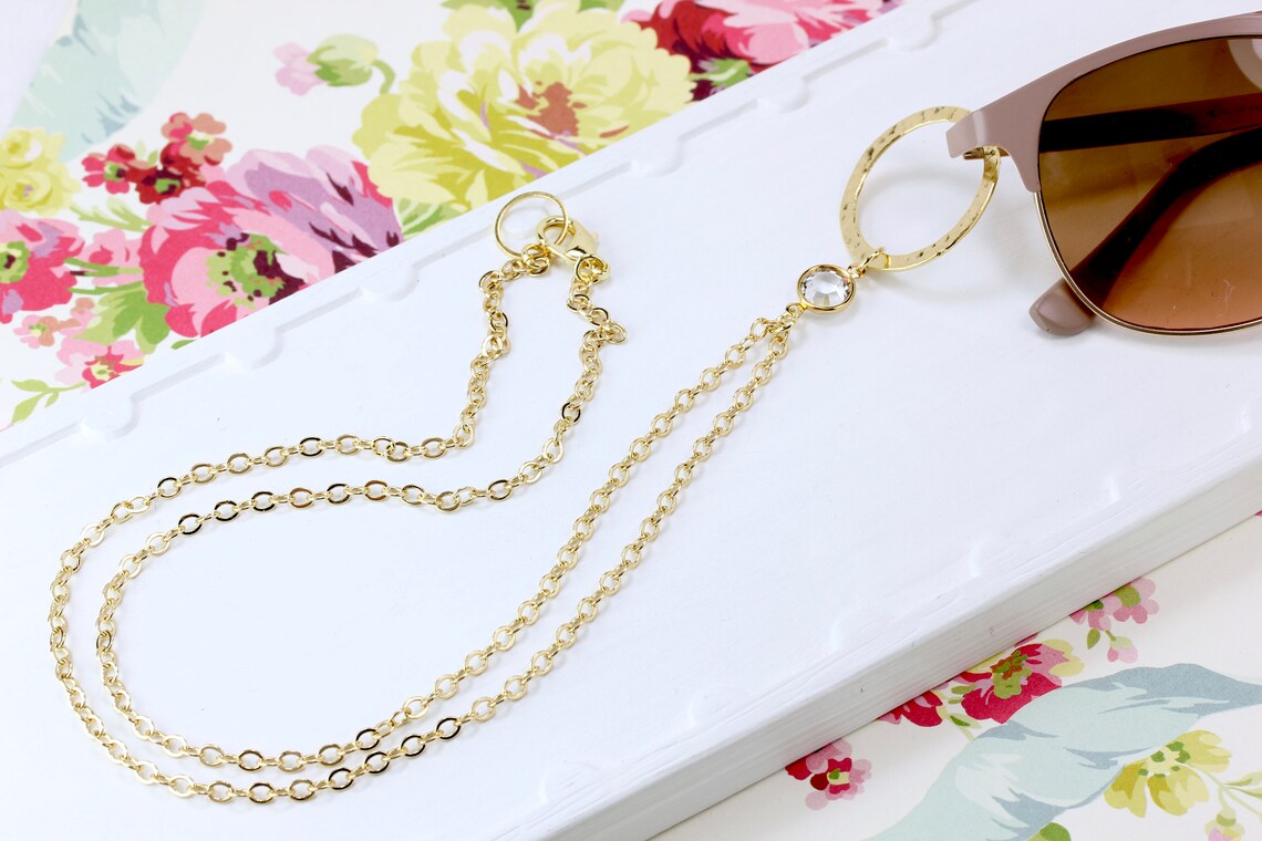 Swarovski Gold Eyeglass Holder Loop Designer Gold Glasses Etsy