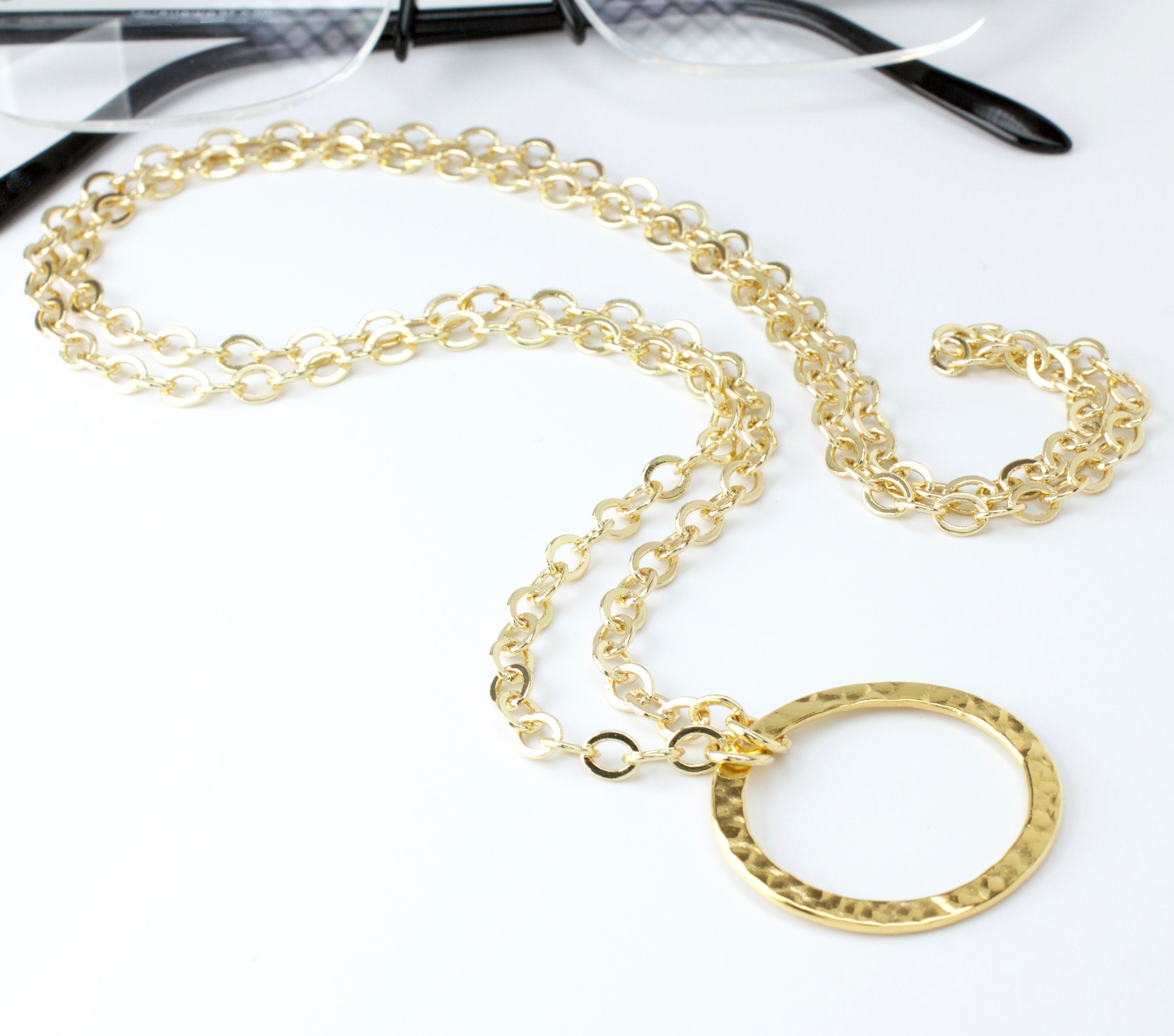Gold Eyeglass Loop Necklace Gold Lanyard Eyeglass Chain Etsy