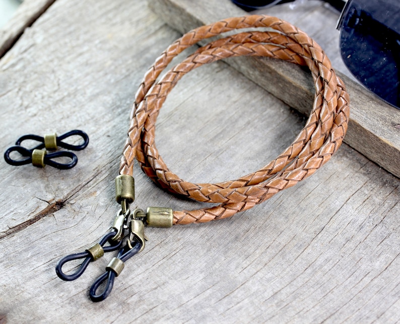 Rugged Leather Sunglasses Holder Cord for Men Braided Leather Etsy