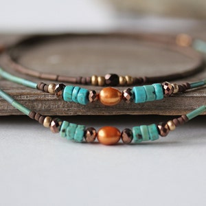 Turquoise Pearl Eyeglass Chain: Bohemian Bronze Crystal Lanyard