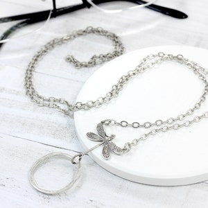 Silver Dragonfly Eyeglass Chain, Silver Eyeglass Loop Necklace, Reading glasses holder, Sunglasses Holder Chain, Nature Jewelry, maetri image 8