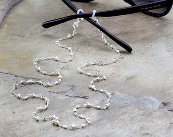 Mia Beaded Eyeglass Chain by Maetri: Silver Sunglasses Holder