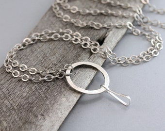 Rustic Silver ID Badge Lanyard, Antique Silver Key Chain Lanyard, ID Badge Holder, Silver Chain Lanyard, Office Accessories, Gifts for her