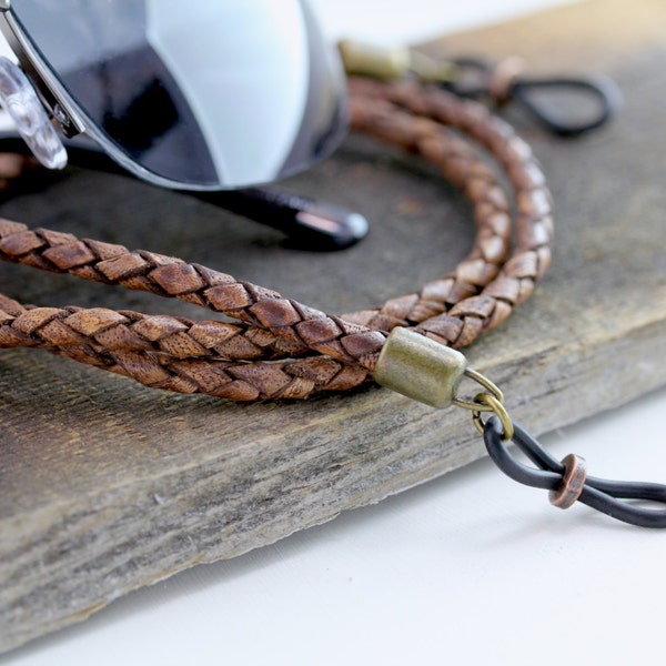 Rustic Leather Eyeglass Chain, Lanyard, Leather Lanyard, Gifts for Him, Mens Eyeglass Chain, Mens Eyeglass Holder, Eyeglass Chains, Eyewear