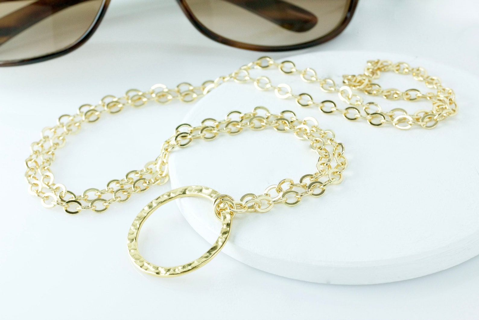 Gold Eyeglass Loop Necklace Gold Lanyard Eyeglass Chain Etsy